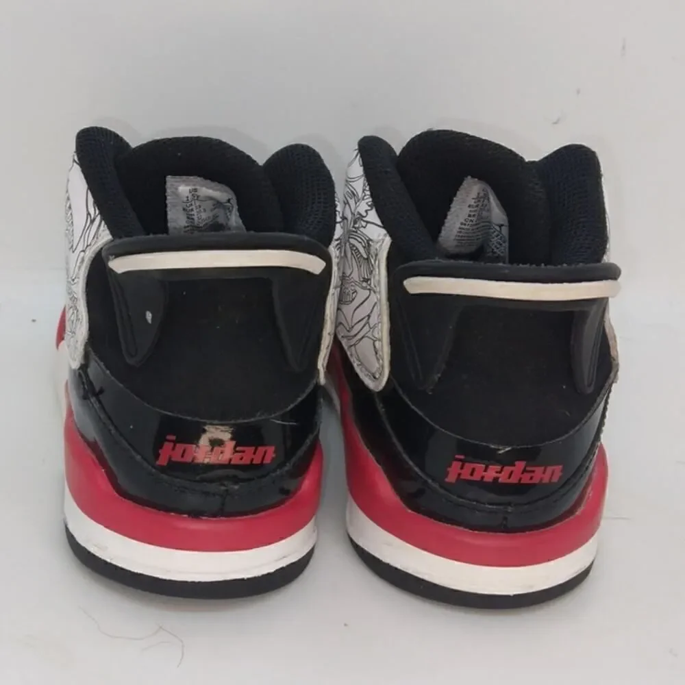 Nike Air Jordan Dub Zero PS Boys Pre-owned Blk/White/Red Sneakers - sz. 1 1/2Y